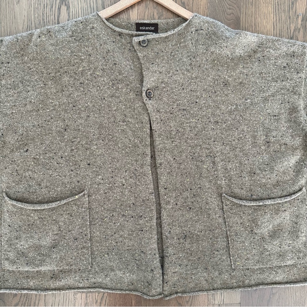 Eskandar Donegal Cashmere Blend Button Front Cardigan Sweater in Brown One Size - Picture 8 of 8